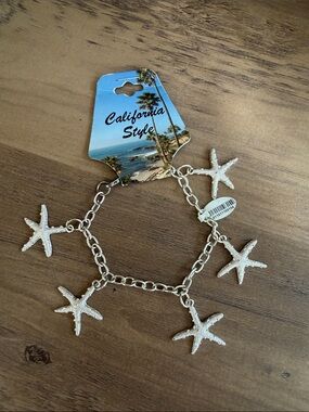 Silver Tone Starfish Charm Bracelet